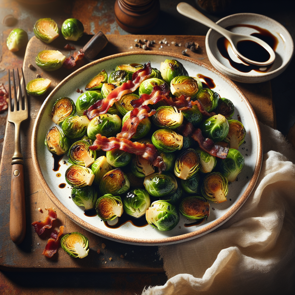 Golden roasted Brussels sprouts with crispy bacon