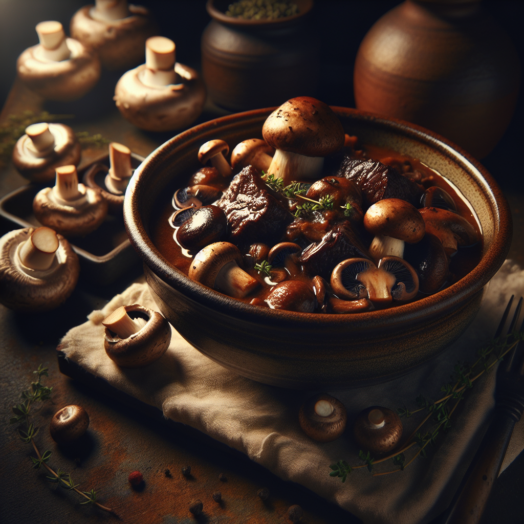 Rich beef and mushroom stew with herbs
