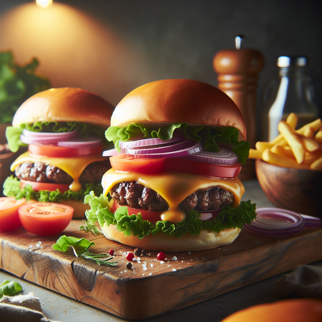 Juicy beef burgers on grill with melted cheese