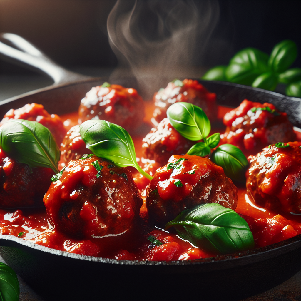 Tender beef meatballs in rich tomato sauce