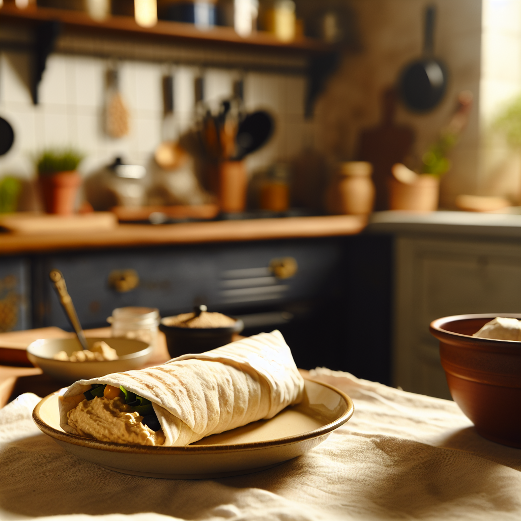 Delicious Lightning Fast Hummus Wrap - homemade recipe