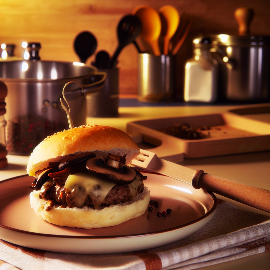 Delicious Mushroom Swiss Burger - homemade recipe